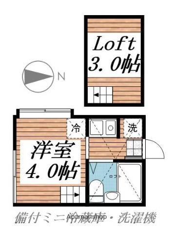 ピュアハウス藤棚三番館(ワンルーム/2階)の間取り写真