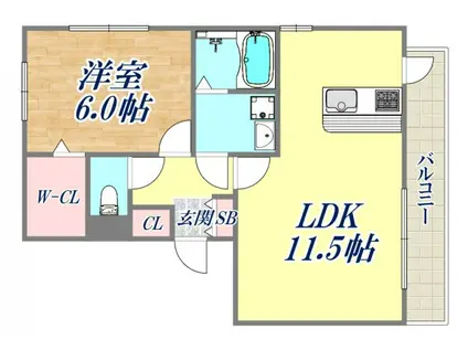 シリエジオ甲子園六番館(1LDK/3階)の間取り写真