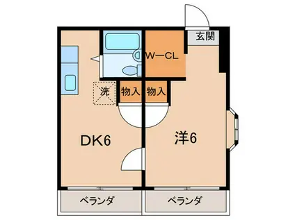 ドゥエル甲斐(1DK/3階)の間取り写真