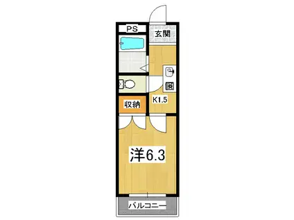 エトワール肥後町(1K/3階)の間取り写真