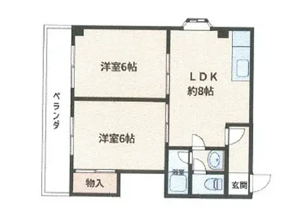 メゾン瀬川(2DK/1階)の間取り写真
