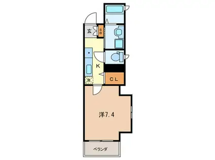 リリー松原(1K/6階)の間取り写真