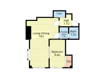 くいーんはいむやわた(1LDK/2階)の間取り写真