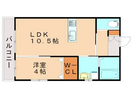 ホクリハウスV(1LDK/2階)の間取り写真