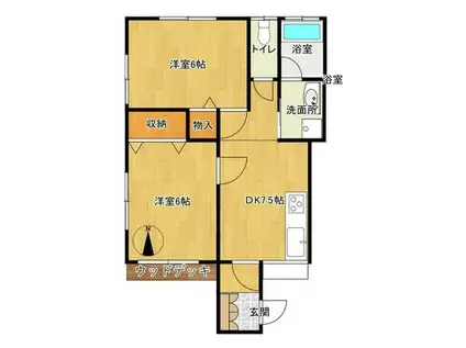 カームハウス(2DK/1階)の間取り写真