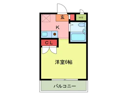 シティホームズ若葉(1K/1階)の間取り写真