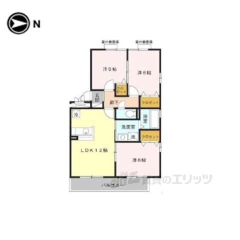 ベローチェ梅美台(3LDK/3階)の間取り写真