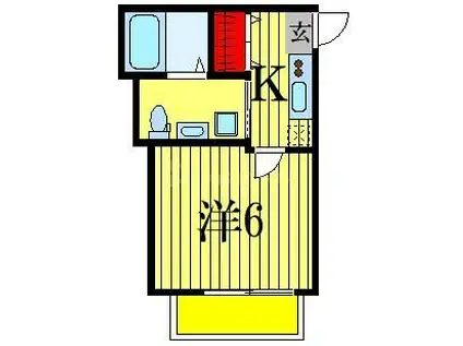 LE CLAIR船橋(1K/2階)の間取り写真