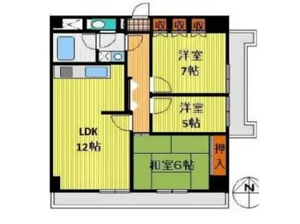 INOVE厚木(3DK/6階)の間取り写真