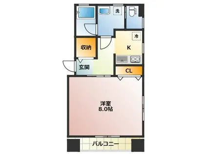 ソレイユ(1K/4階)の間取り写真