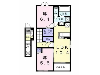 ファインブルク・K II(2LDK/2階)の間取り写真