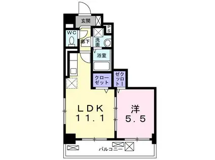 ハッピーメゾン VI(1LDK/4階)の間取り写真