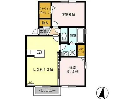 ウィングランデMII B棟(2LDK/2階)の間取り写真