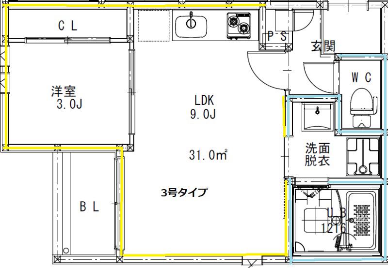 REGALEST熊本駅前(1LDK/1階)の間取り写真