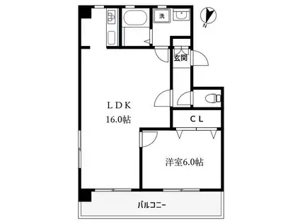 プライムKイースト(1LDK/4階)の間取り写真