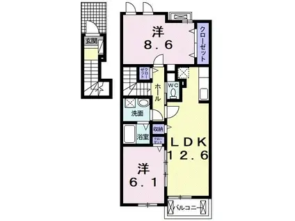 ラ・グラース(2LDK/2階)の間取り写真