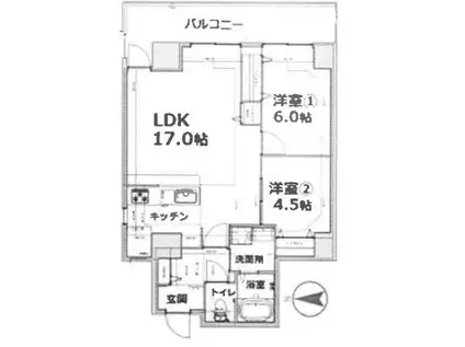 シティコート目黒2棟(2LDK/3階)の間取り写真