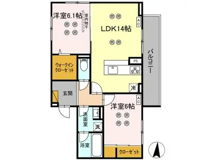 ローテ ベルク(2LDK/3階)の間取り写真