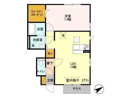 SAKURA HILLS(1LDK/1階)の間取り写真