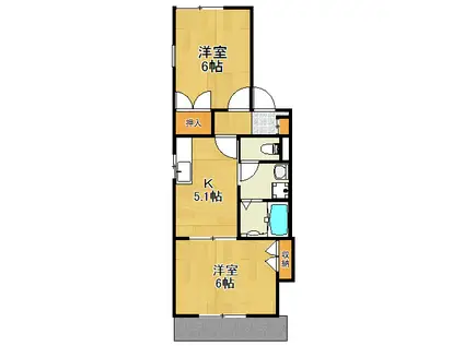 メゾンクレール菊名(2K/1階)の間取り写真