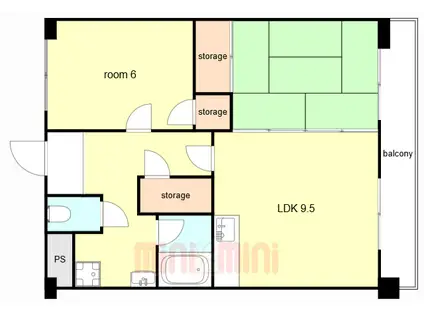 シュトラーセ泉(2DK/6階)の間取り写真