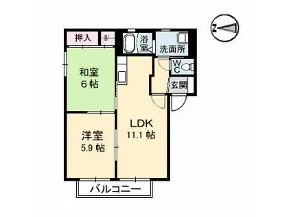 グレースツカサ C棟(2LDK/1階)の間取り写真