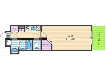 ミラージュパレス梅田グランツ(1K/3階)の間取り写真
