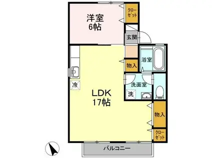 サンシャイン日吉(1LDK/2階)の間取り写真