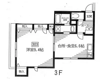 ジュリエ東山(1DK/3階)の間取り写真