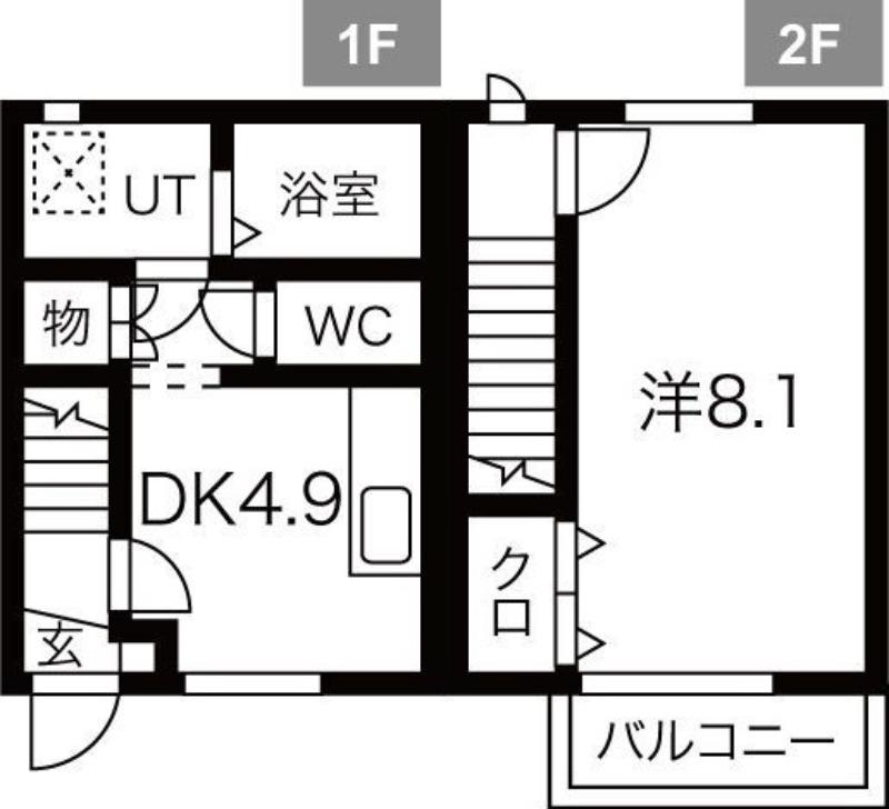 BEFINE 六丁の目東 A棟(1DK/1階)の間取り写真