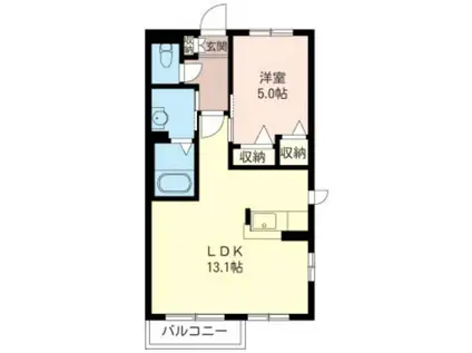 アピア泉・II(1LDK/2階)の間取り写真