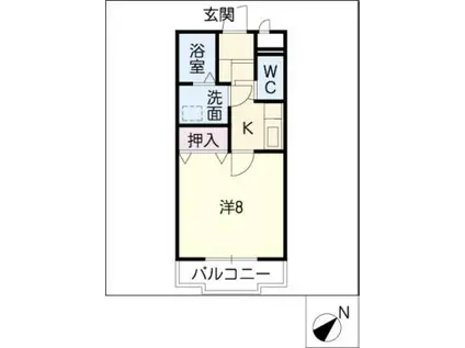 セレーノ西尾 A棟(1K/2階)の間取り写真