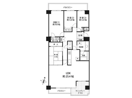 セソール川崎京町ハイライズファーストピア(4LDK/10階)の間取り写真