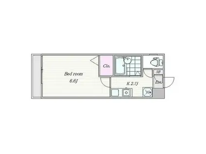 リゾグリフィンドール東京(1K/2階)の間取り写真