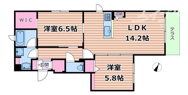 ことぶき(2LDK/1階)の間取り写真