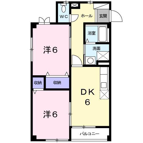 リバーサイド F.M(2DK/1階)の間取り写真