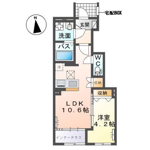 ROUTE 4 TERRACE(1LDK/1階)の間取り写真