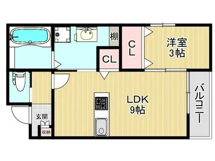 QHOUSE桑原(1LDK/2階)の間取り写真