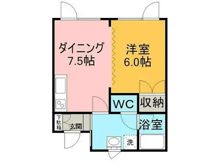 リラハイツ(1DK/1階)の間取り写真