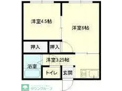 ファミーユ吉原II(2K/1階)の間取り写真