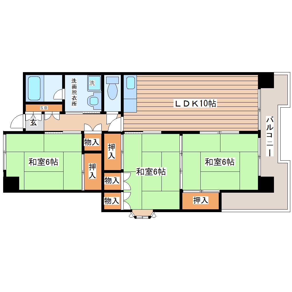 長町南たちばなビル(3LDK/6階)の間取り写真
