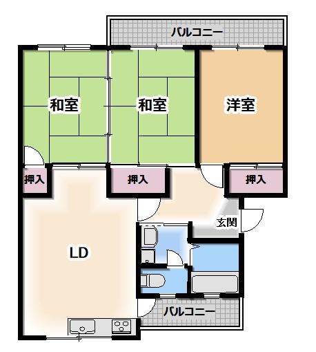 パルヴィレッジ四軒町(3LDK/1階)の間取り写真