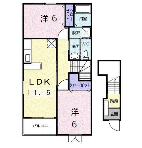 シバームB(2LDK/2階)の間取り写真