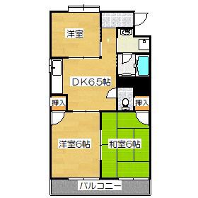 塔原サンハイツ(3DK/3階)の間取り写真