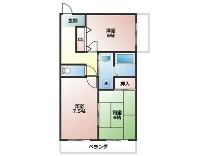 センタースクエア師勝(2DK/4階)の間取り写真