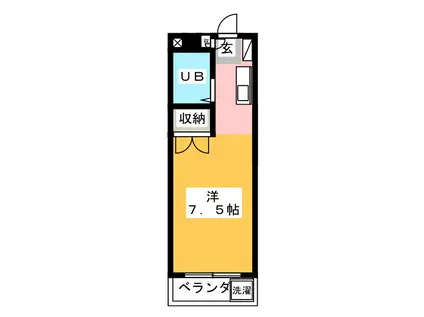 シティハイツ一ツ橋(ワンルーム/1階)の間取り写真
