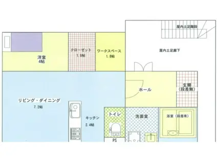 カーサスタジオーネ(1LDK/1階)の間取り写真
