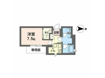 ウエストハイツ(1K/1階)の間取り写真