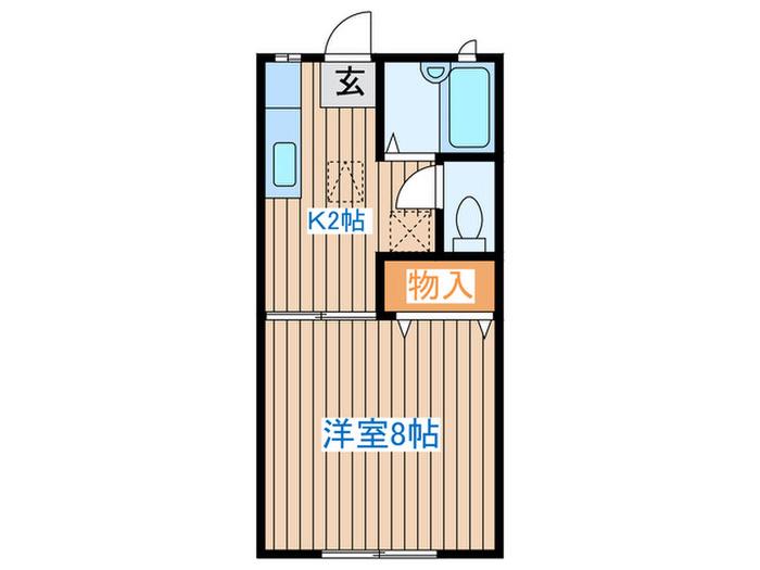 アーバンソレイユ八乙女(1K/1階)の間取り写真
