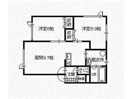 ウィステリア(2LDK/2階)の間取り写真